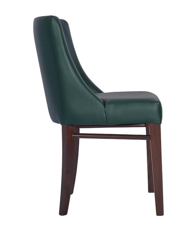 Sienna Side Chair - Moss Green Faux Leather With Walnut Frame - main image