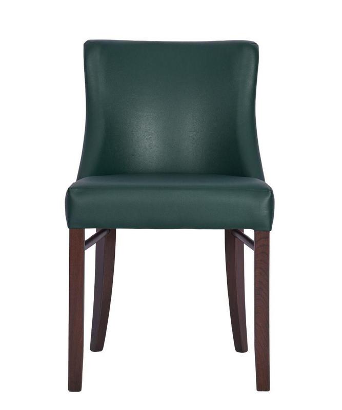 Sienna Side Chair - Moss Green Faux Leather With Walnut Frame - main image