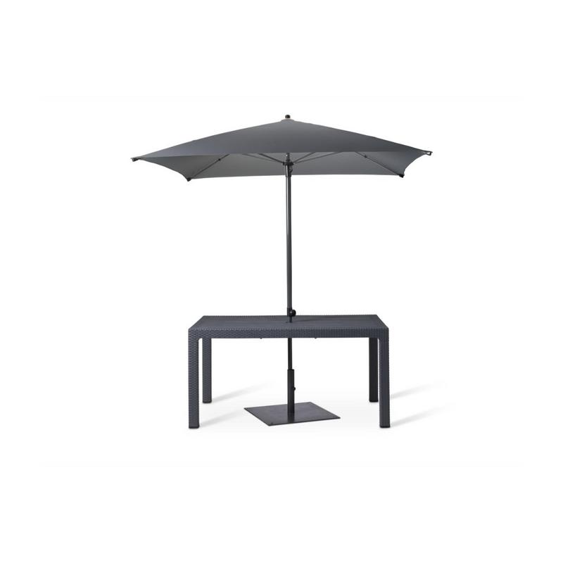 Candice 6 Seater Table with a 2000mm Parasol in Beige with Black Metal Base - main image