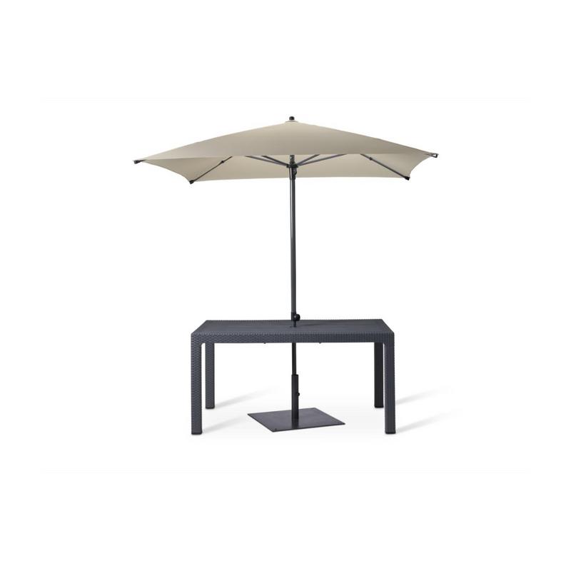 Candice 6 Seater Table with a 2000mm Parasol in Beige with Black Metal Base - main image