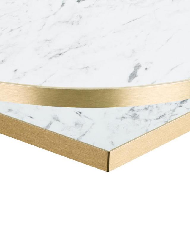 1200mm x 700mm , White Carrara Marble/ Gold ABS, Cross Twin (Dining Height) - main image