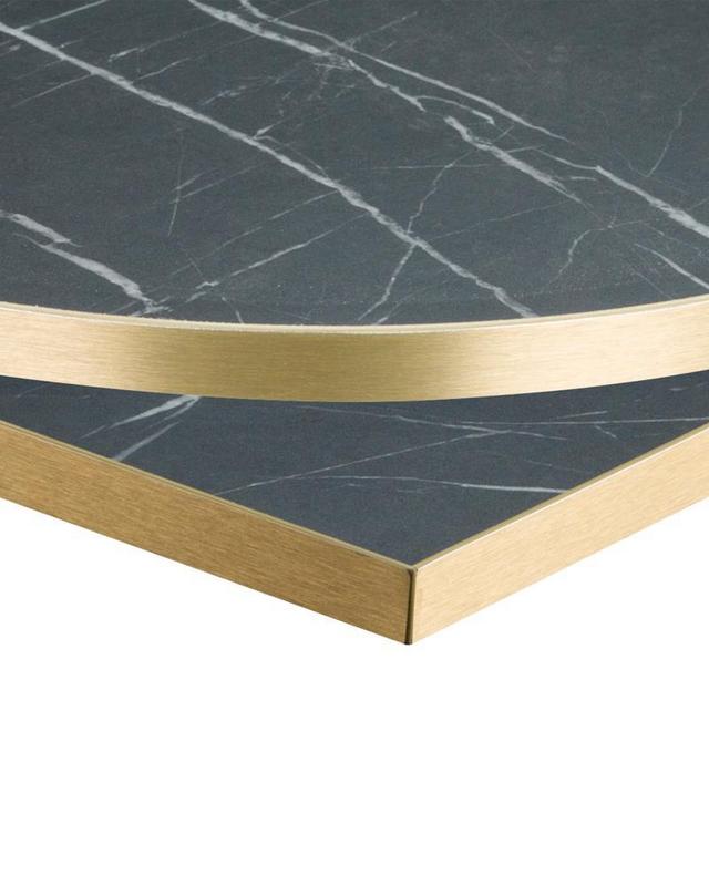 1200mm x 700mm , Black Pietra Grigia/ Gold ABS, Flat Black Rectangular (Dining Height) - main image