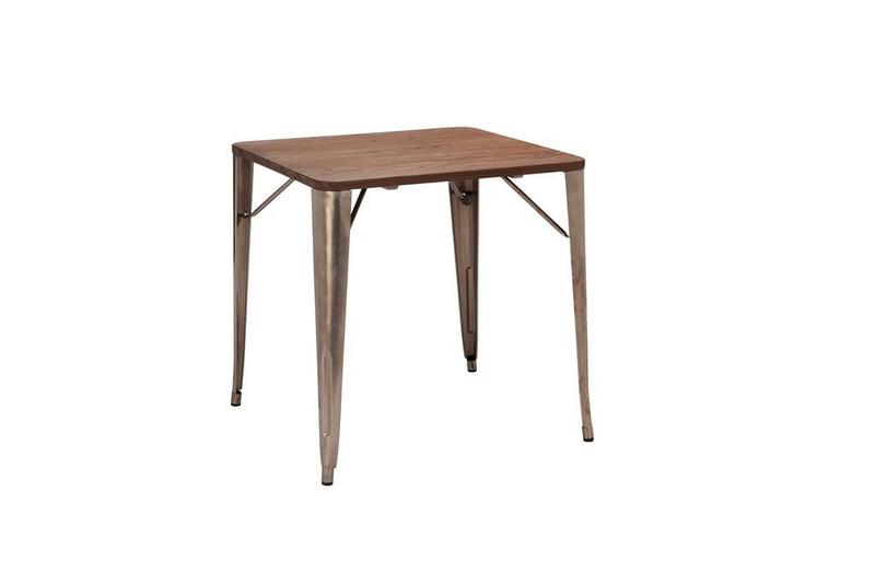 Poppy Table (700mm x 700mm) Gunmetal Grey/ Walnut - main image