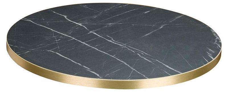 Round , Black Pietra Grigia/ Gold ABS, Flat Black Round (Dining Height) - main image