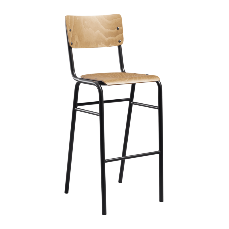 Stacey Stacking Bar Stool - Wooden Seat & Back - Oak - main image