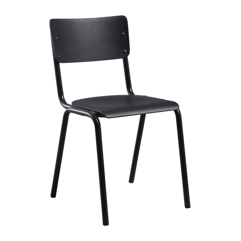 Stacey Stacking Side Chair - Wooden Seat & Back - Black - main image