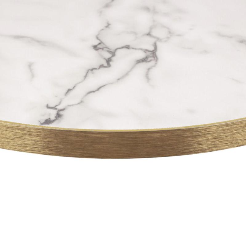 Calacatta Marble Tuff Top Premium High Gloss Tabletop with Metallic gold edging - main image