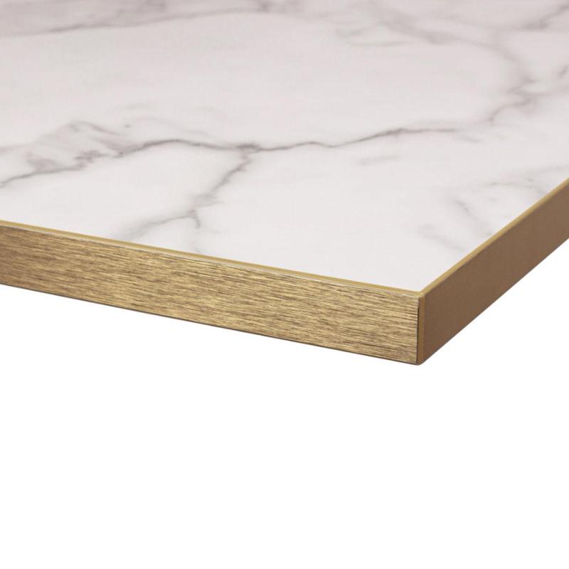 Calacatta Marble Tuff Top Premium High Gloss Tabletop with Metallic gold edging - main image