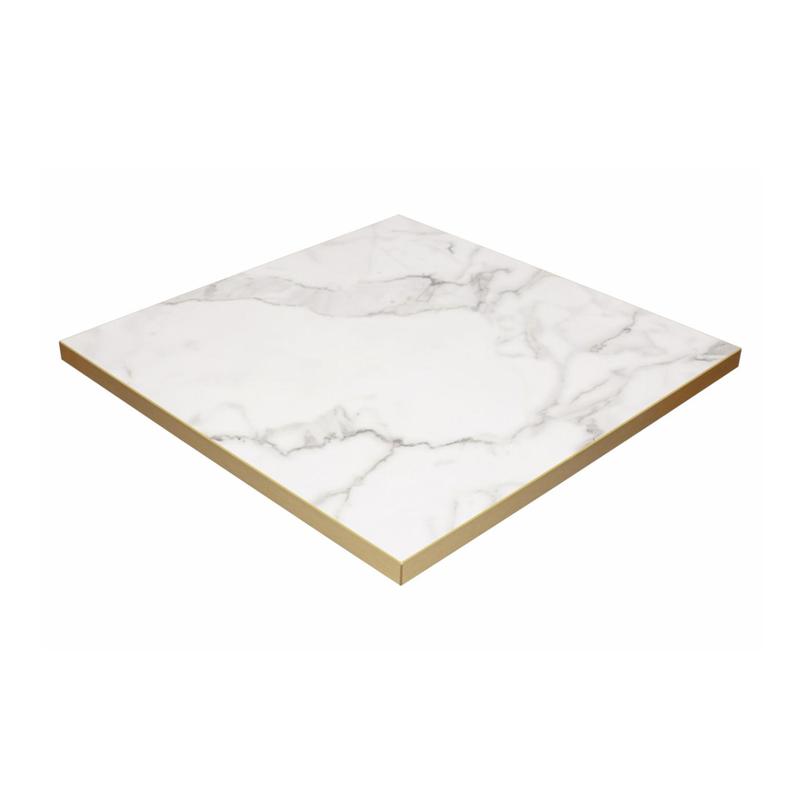 Calacatta Marble Tuff Top Premium High Gloss Tabletop with Metallic gold edging - main image