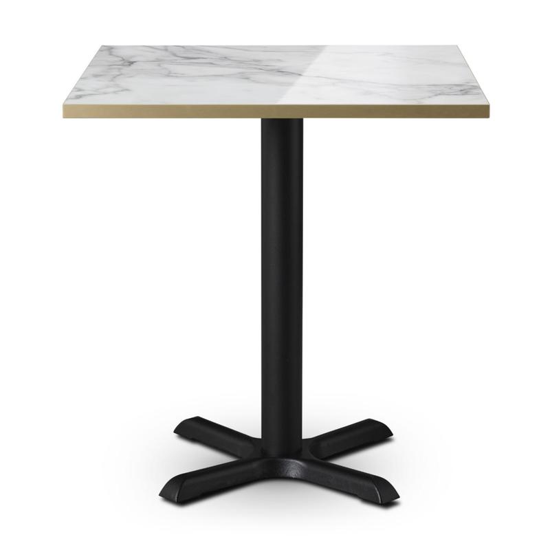 Tuff Top Premium High Gloss Calacatta Marble 700mm square top on a Phoenix Small Cruciform Dining Height Base - main image