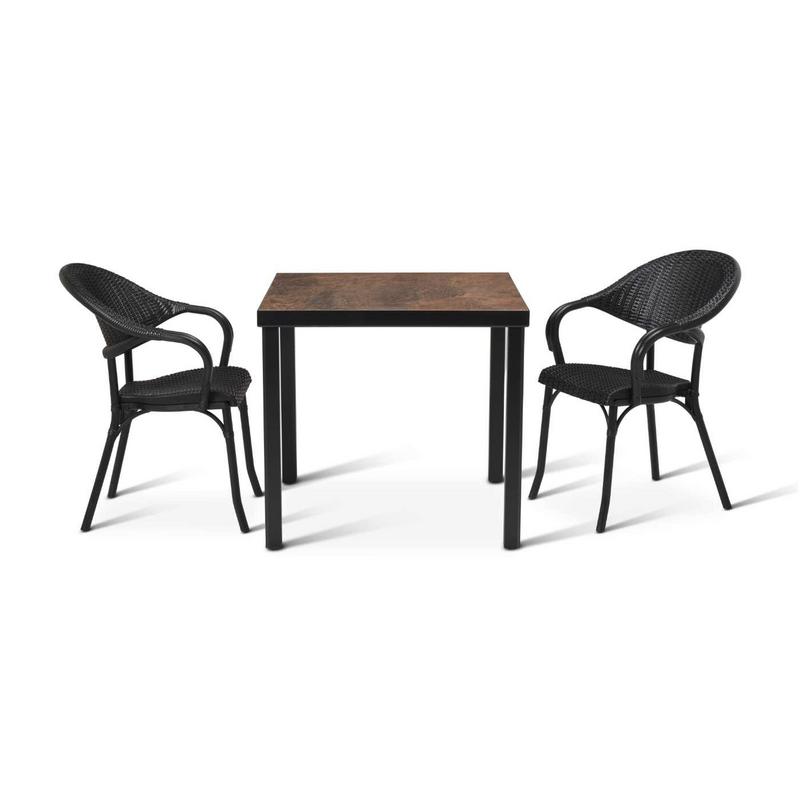 Kelly Ceramic Table in Rust with 2 Tayla Anthracite Side Chairs - main image