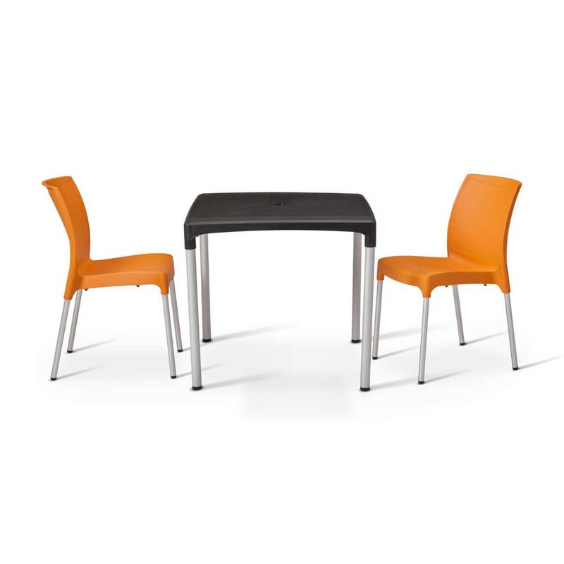 Alina Table with 2 Orange Alina chairs - main image