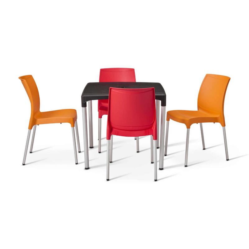 Alina Table with 2 Orange and 2 Red Alina chairs - main image