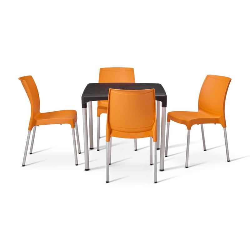 Alina Table with 4 Orange Alina chairs - main image