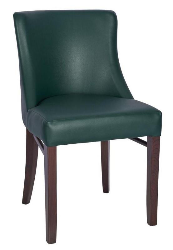 Sienna Side Chair - Moss Green Faux Leather With Walnut Frame - main image