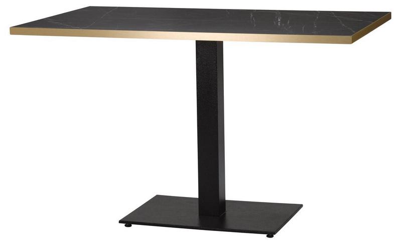 1200mm x 700mm , Black Pietra Grigia/ Gold ABS, Flat Black Rectangular (Dining Height) - main image