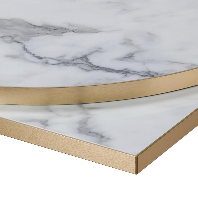 Calacatta Marble Tuff Top Premium High Gloss Tabletop with Metallic gold edging - main image