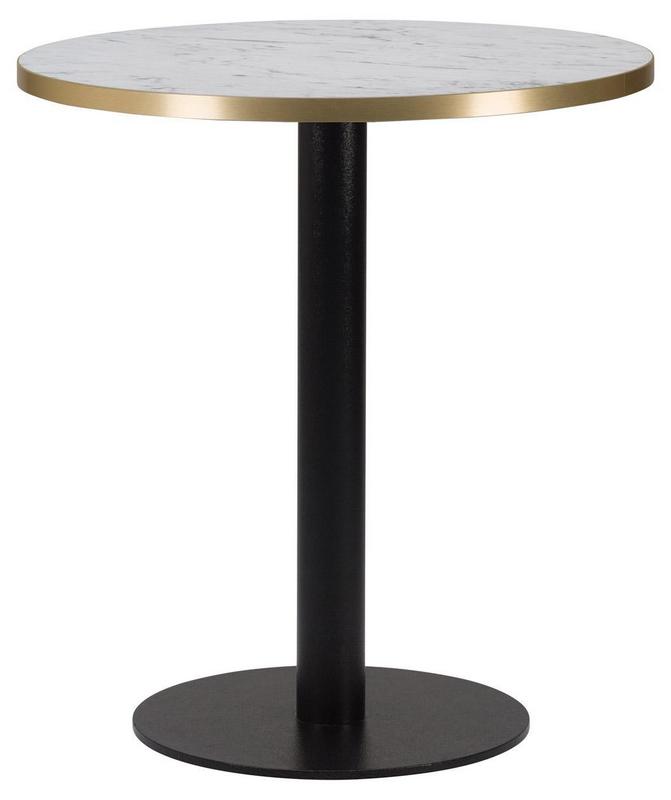 Round , White Carrara Marble/ Gold ABS, Flat Black Small Round (Dining Height) - main image