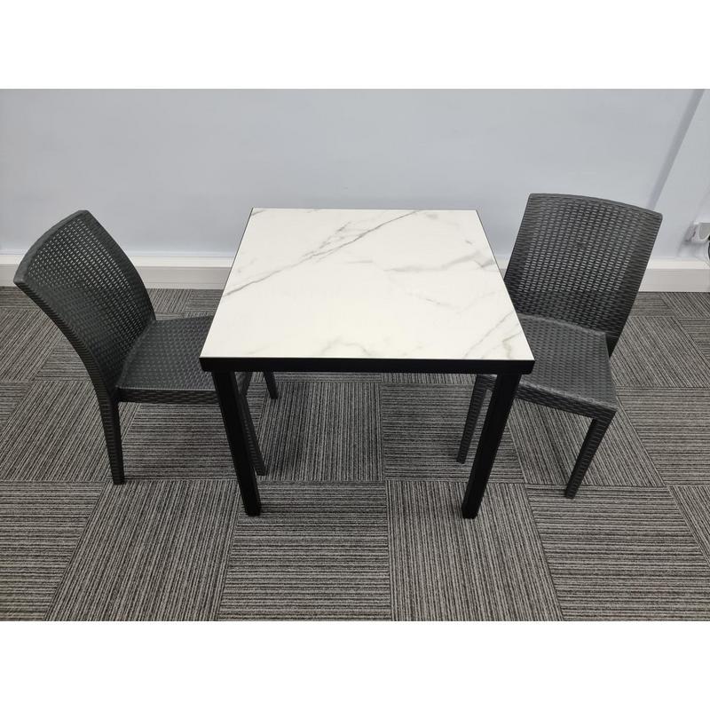 Kelly Ceramic Table in Marble with 2 Candice Side chairs - main image