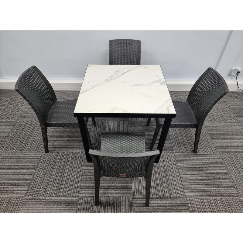 Kelly Ceramic Table in Marble with 4 Candice Side Chairs - main image