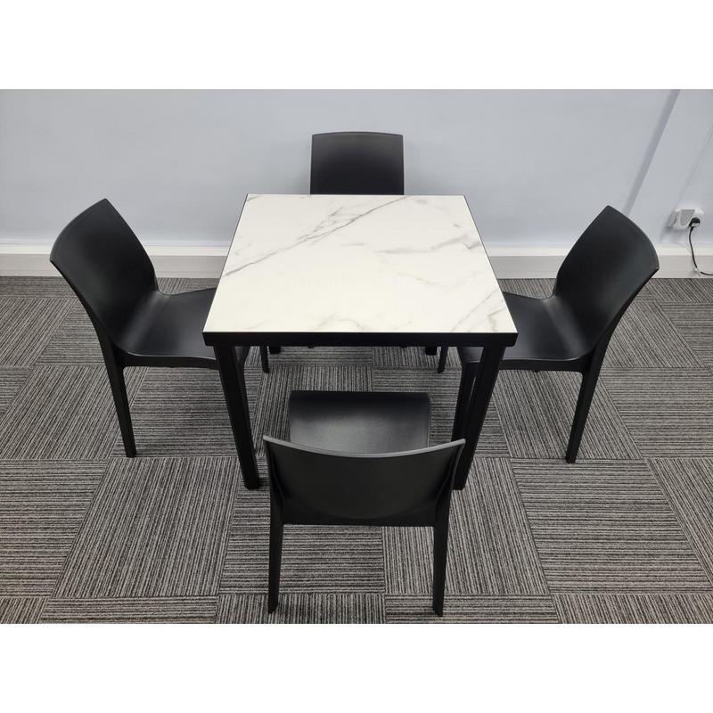 Kelly Ceramic Table in Marble with 4 Emma Anthracite Side Chairs - main image