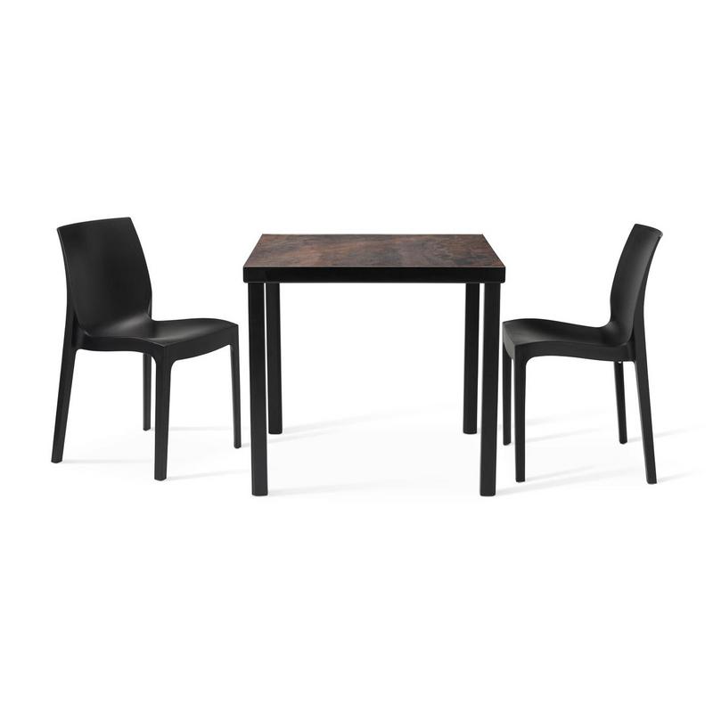 Kelly Ceramic Table in Rust with 2 Emma Anthracite Side Chairs - main image