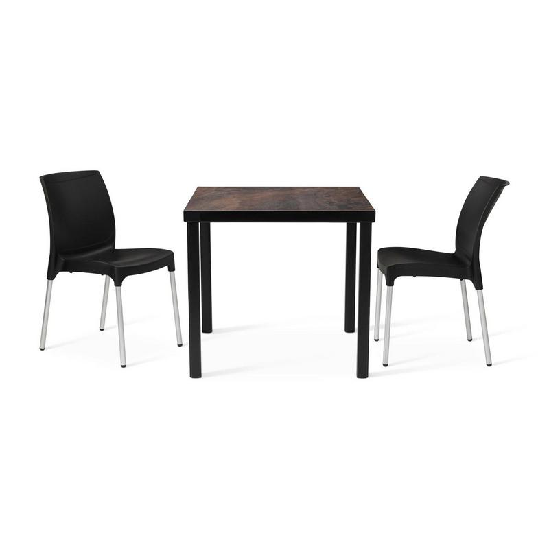 Kelly Ceramic Table in Rust with 2 Alina Black Side Chairs - main image