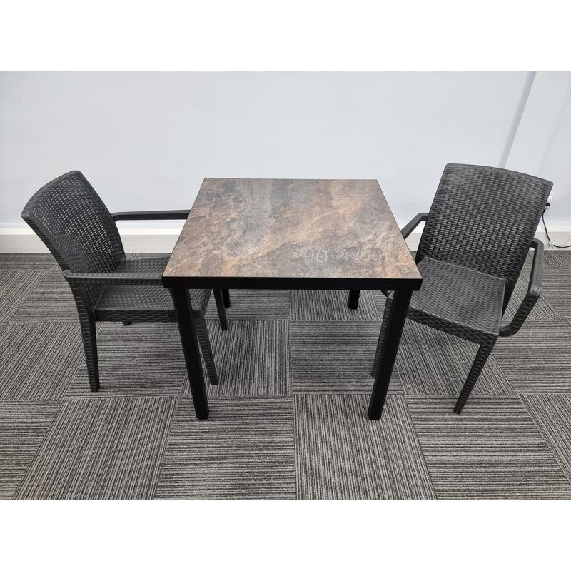 Kelly Ceramic Table in Rust with 2 Candice Arm Chairs - main image