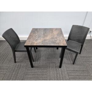 Kelly Ceramic Table in Rust with 2 Candice Dining Chairs - main image