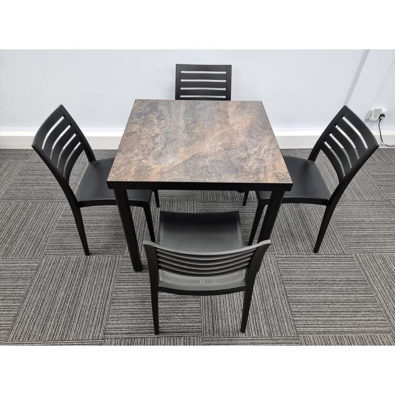 Kelly Ceramic Table in Rust with 4 Tayla Anthracite Side Chairs - main image