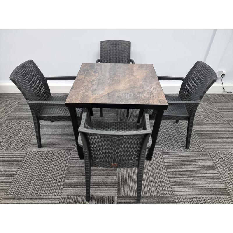 Kelly Ceramic Table in Rust with 4 Candice Arm Chairs - main image