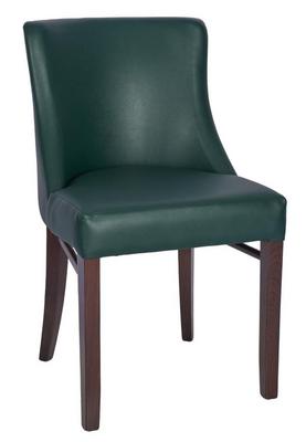 Sienna Side Chair - Moss Green Faux Leather With Walnut Frame