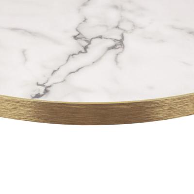 Calacatta Marble Tuff Top Premium High Gloss Tabletop with Metallic gold edging - thumbnail image 2