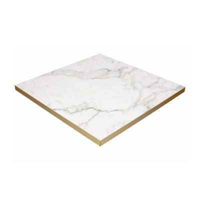 Calacatta Marble Tuff Top Premium High Gloss Tabletop with Metallic gold edging - thumbnail image 4