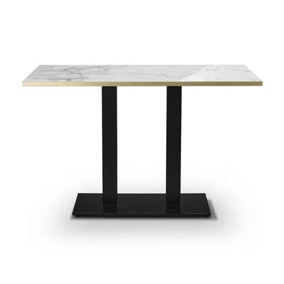 Tuff Top Premium High Gloss Calacatta Marble 1200 x 700 Rectangle top on a Forza Twin Dining Height Base